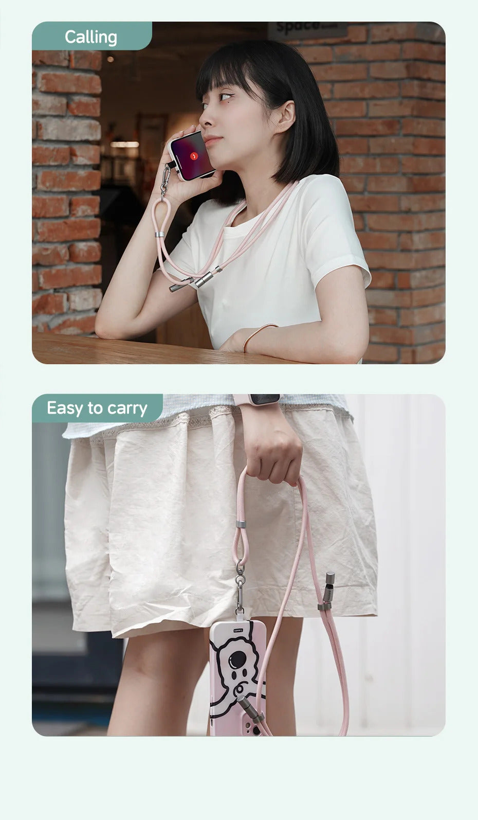 Hagibis Universal Phone Lanyard USB C Cable 2 in 1 Phone Strap C to C/C to L Charging Cord for iPhone 15 14 Pro Max Most Phones