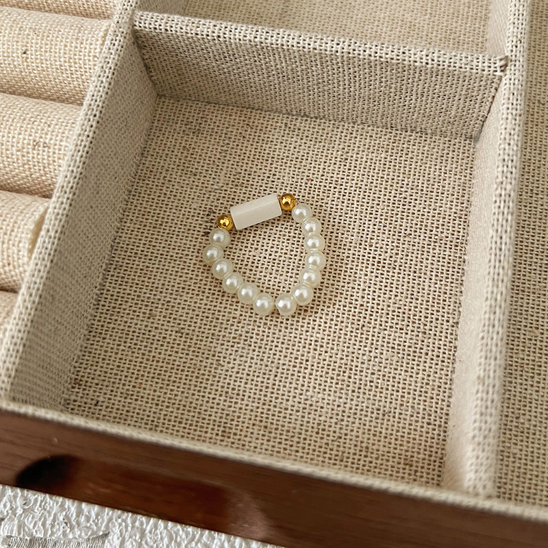 Color Crystal Beaded Ring Niche Design High-grade Finger Ring Light Luxury Elegant All-match Ring Accessories