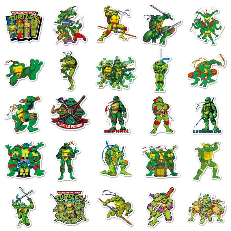 52Pcs/set Ninja Turtles TMNT Anime Stickers Kawaii Cartoon Cute Aesthetic Decal Decoration Laptop Motorcycle Luggage Car Sticker