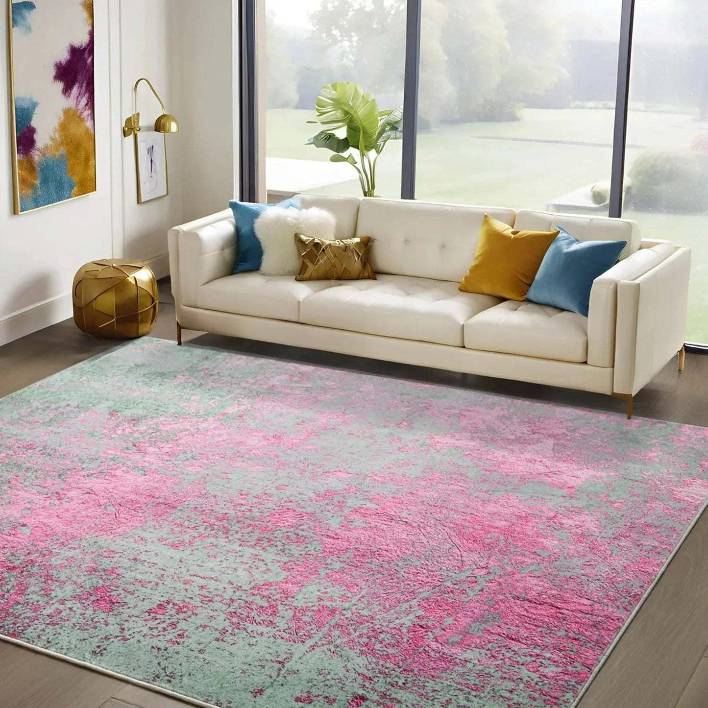 NOAHAS Faux Cashmere Printed Carpet Abstract Collection Rugs Soft Modern Rugs Living Room Bedroom Home Decor Indoor Rugs