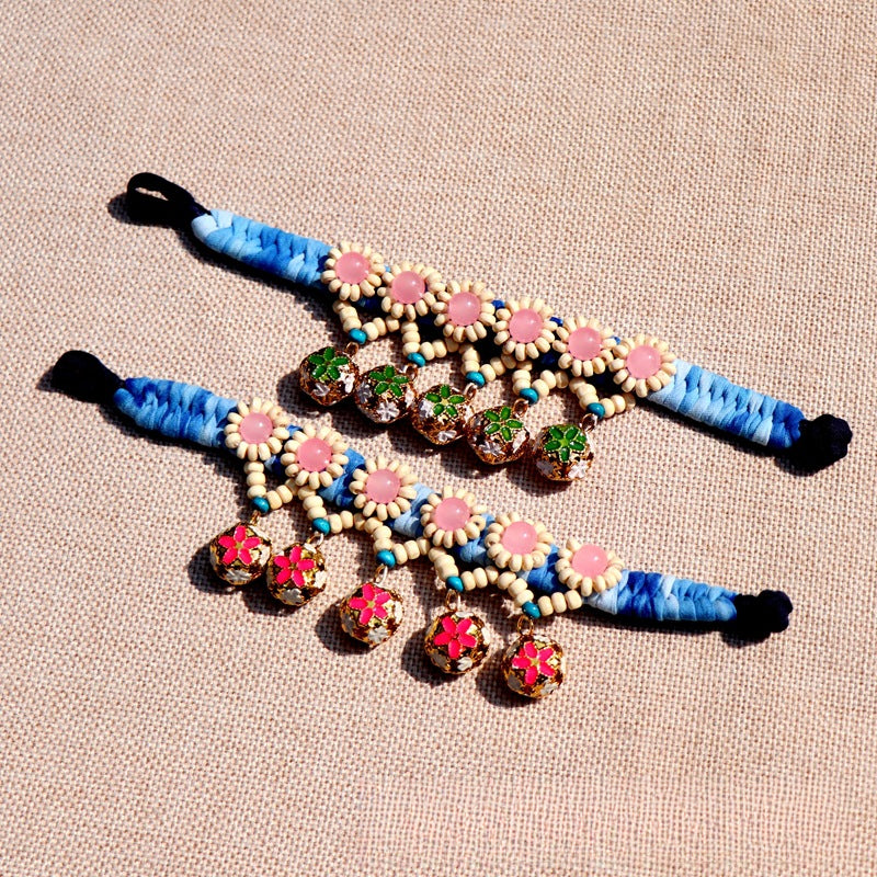 Blue Tie Dye Cloth Bracelet Dali Lijiang Hot Sale Hand-stitched Flower Fabric Bracelet Bracelet