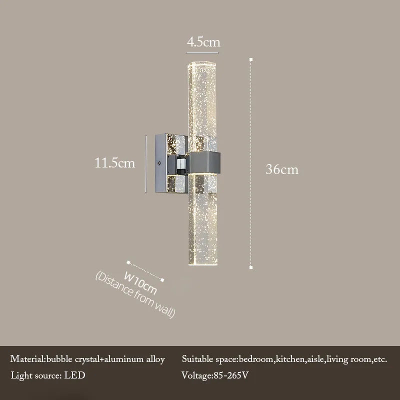 Nordic Bubble Crystal Wall Lamps Bathroom Dresser Living Room Bedroom Wall Sconces Mirror Lamp Indoor Lighting Home Decor Lustre