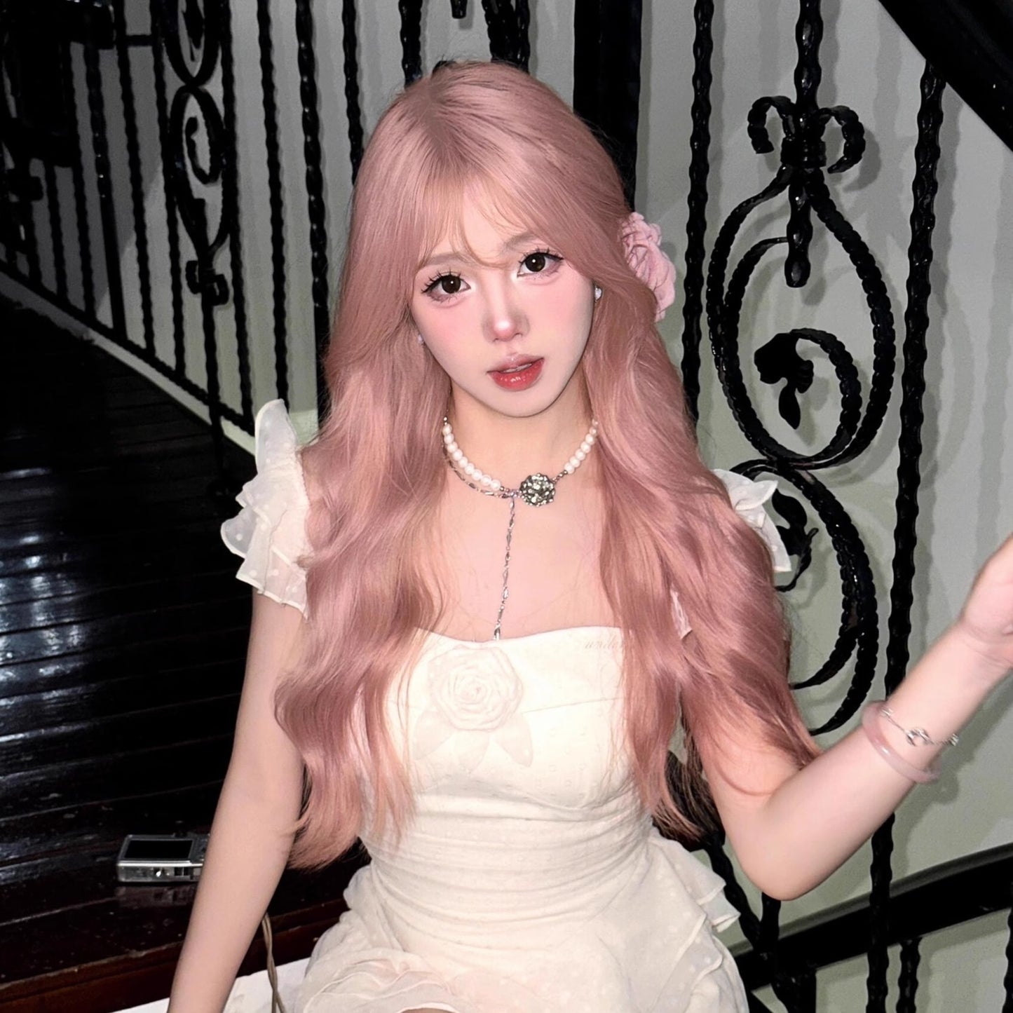 Pink Wig for Women Long Hair Natural Realistic Full Wig Lolita Long Curly Hair Big Waves Fashion Sweet Wig