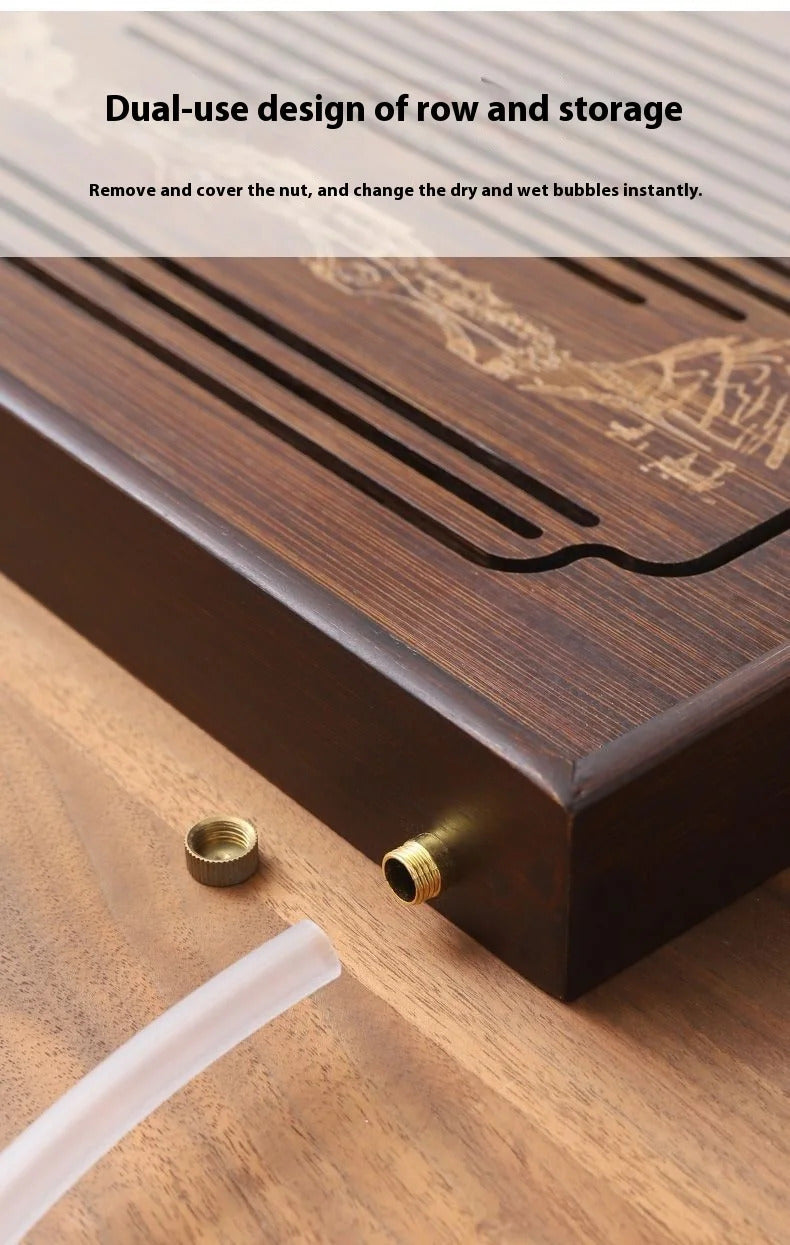 GIANXI Jiangshan Tea Tray Household Small Drain Tea Table Bamboo Tea Tray Kung Fu Tea Set Accessories Tea Sea Dry Brewing Table