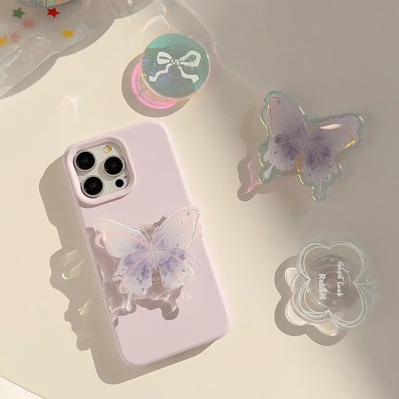 Girly Phone Stand Cute Strawberry Butterfly Boho Rainbow Heart Designs Adhesive Holder for Smartphones Samsung iPhone