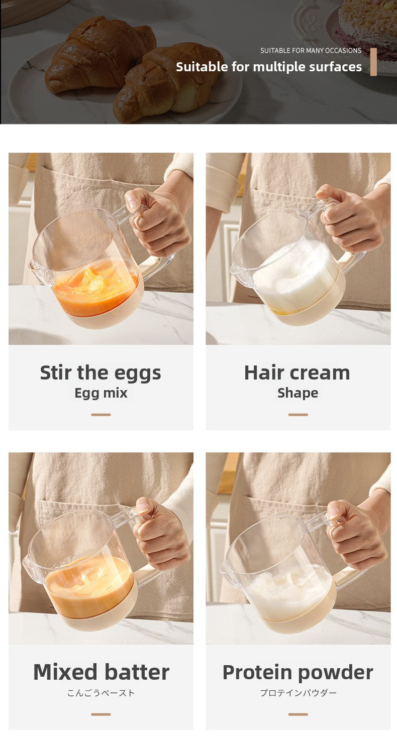 Multifunctional Egg Beater Cup Household Egg Whisk Cream Mixer Manual Foam Beater Egg Beating Stick Baking Large Capacity
