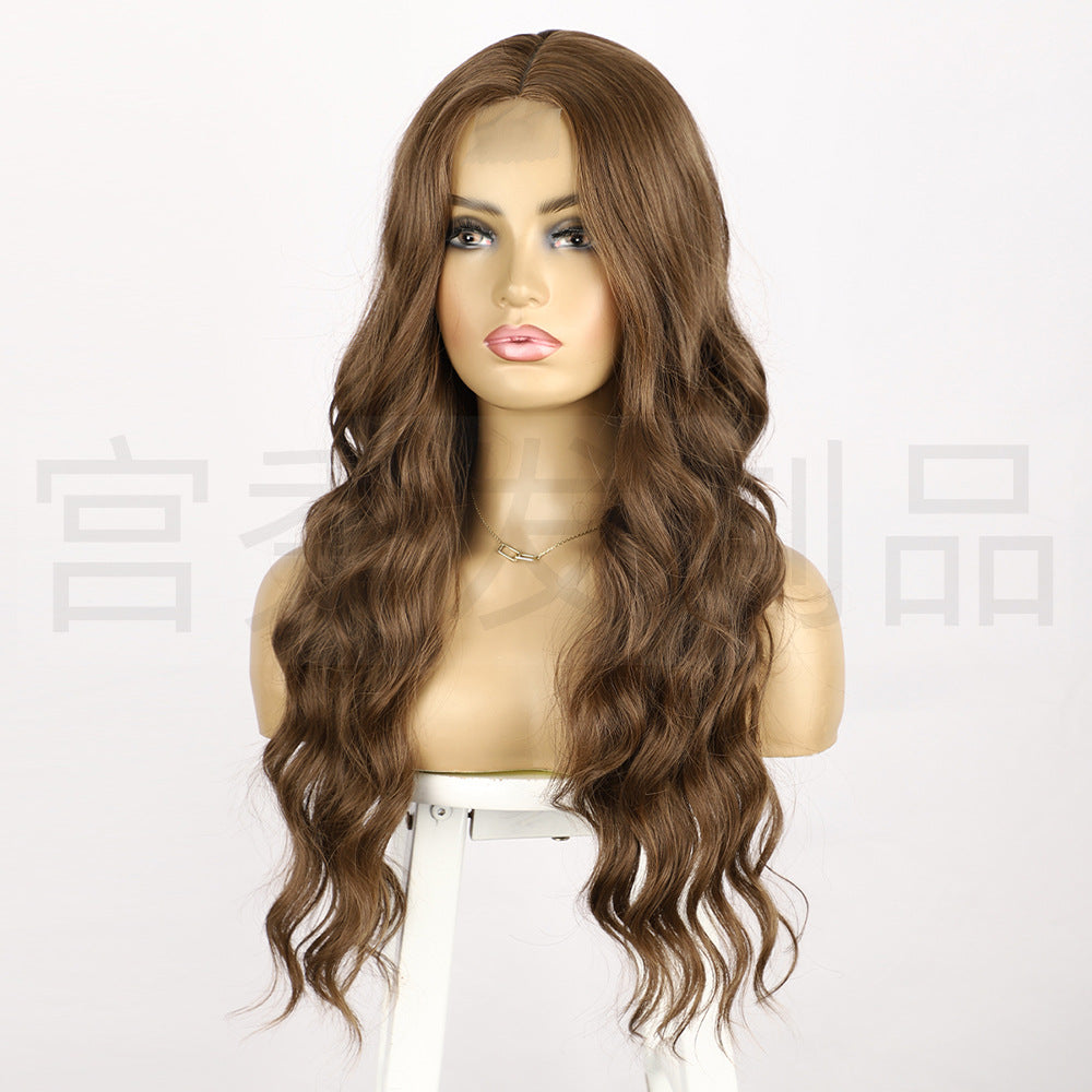 Lace Front Wig for Women, Middle Part, Small Lace, Highlighted Long Curly Synthetic Wig, Export Wigs