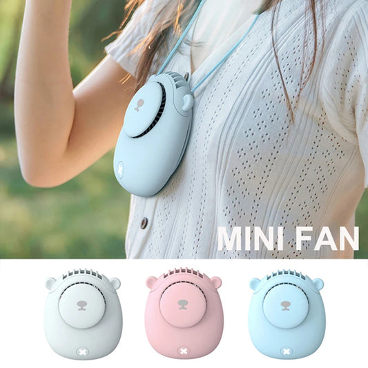 Portable Hanging Neck Fan Mini Lazy Cooling Fans USB Charging 1200mAH Li-ion Battery Sports Cooler Fan for Outdoor Travel