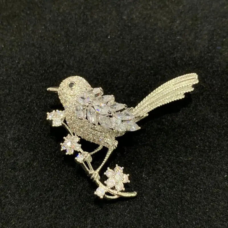 copper with cubic zircon birds brooch pin pink yellow multi color single double birds fashion women & men jewelry free shipping
