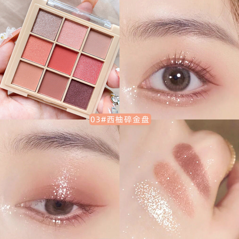 Helen Beauty Nine-Color Eye Shadow Plate Matte Shimmer Sequins Thin and Glittering Smoked Eye Shadow Plate Cross-Border Makeup Wholesale Delivery