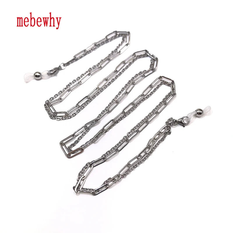 Simple Original Stainless Steel Sunglasses Two Combination Mask Glasses Chain for Women's Men's Eyewear Cord Strap Jewelry Gift