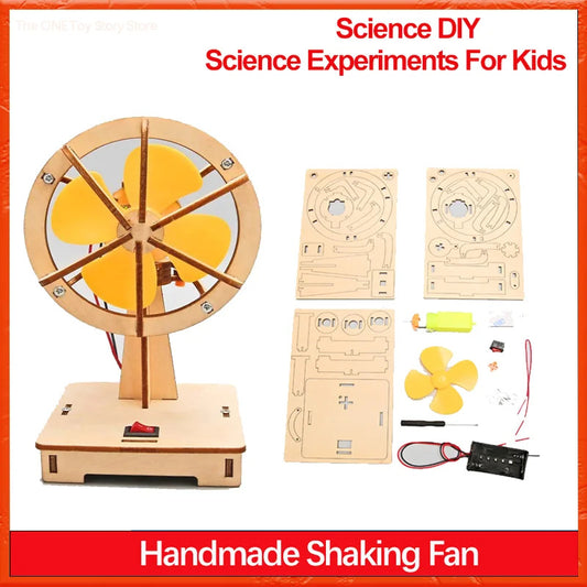 Children's Handmade Diy Electric Shaking Fan, Scientific Education Experiment Wooden Material Package Children's Assembled Toy