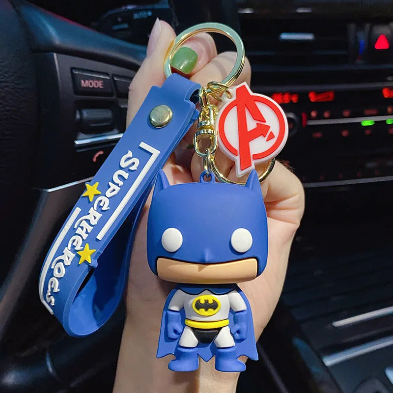 Disney Super Heroes Spider Man Captain America Black Panther Deadpool Car KeyChain Pendant PVC Model Kids Toys Children Gifts