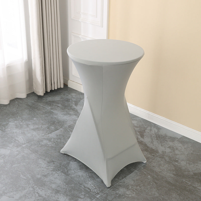 Elastic Table Cover High-End Banquet Wedding Hotel Cocktail Table Cover Table Skirt Table Skirt Cross-Border round High Leg Bar Counter Set