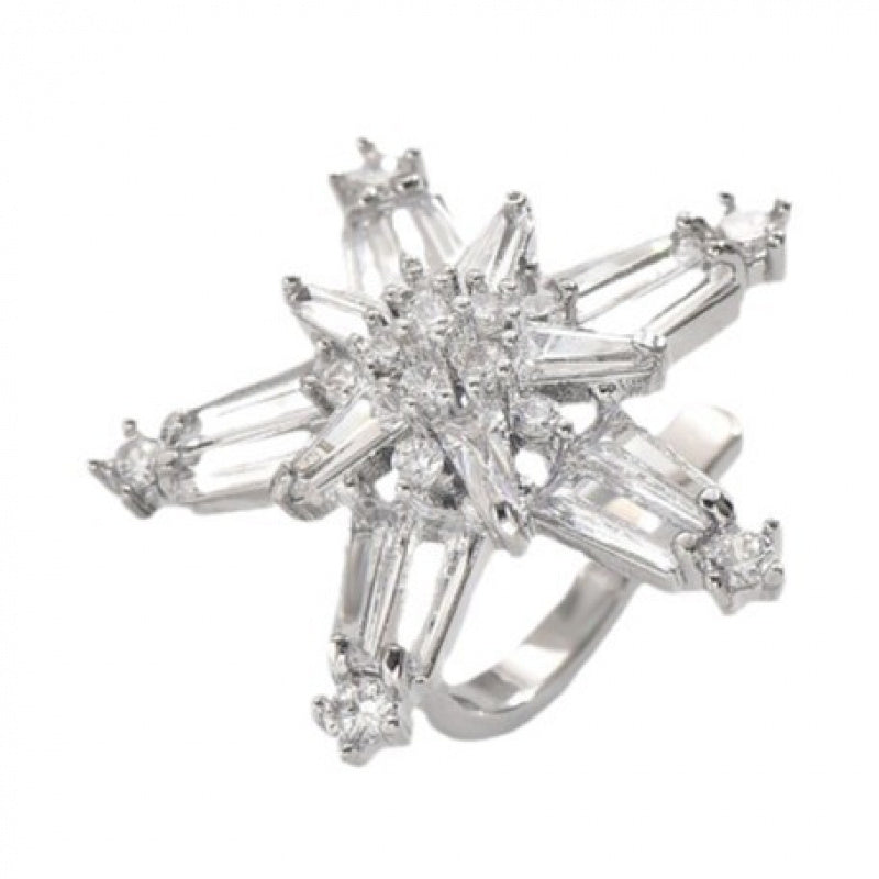 Five-Pointed Star Ear Clip Full Diamond Copper Earrings Studded with Zircon Korean Style Ear Clip Simple Fashion Sweet Non-Piercing Ear Clip