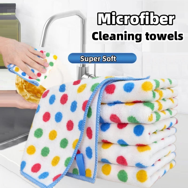 10PCS Microfiber Cleaning Cloth Thickened Dish Towel High Absorbent Scouring Kitchen Washing Dish Rags Household Wipe Towels