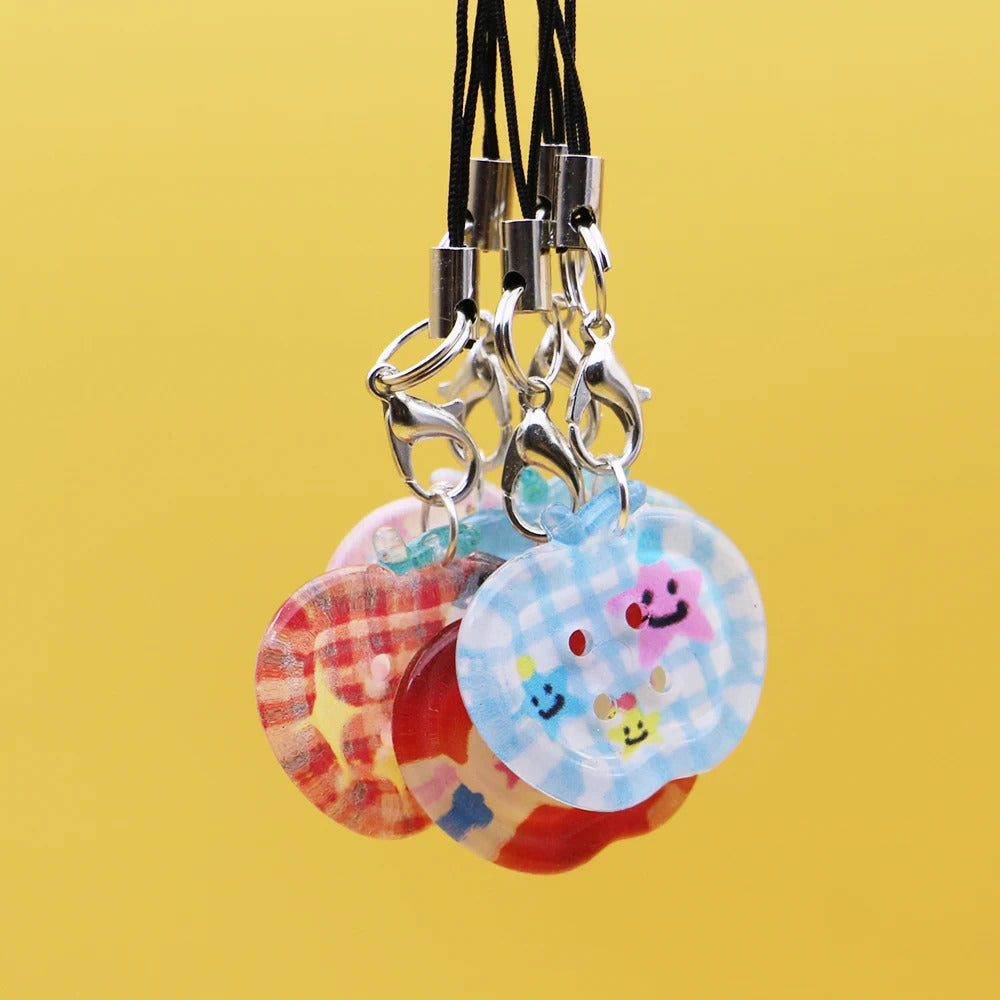 Clear Apple Keychain Phone Charms Printed Design Pendants INS Style Bag Phone Case Accessories for Friends Couples