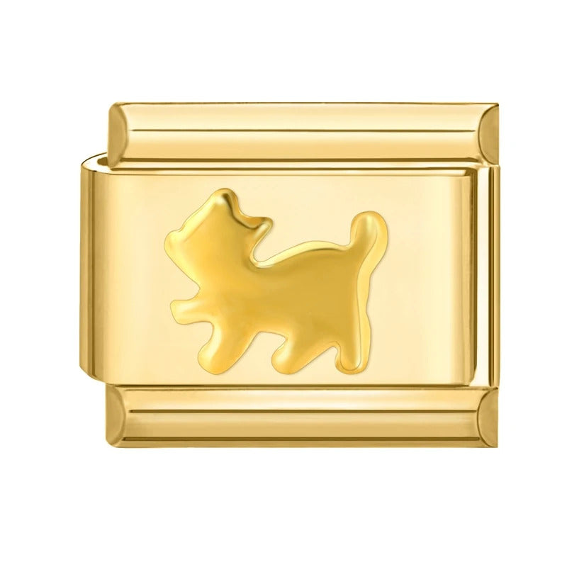 Fashion Pet Heart Flowers Sun Moon Zircon Gold Color Italian Charm Links Stainless Steel Fit 9mm Bracelet Jewelry DIY Making