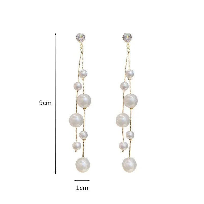 Large and Small Imitation Pearl Dangle Earrings for Women Beads Tassel Long Drop Earring Wedding Earrings Jewelry Серьги 2023