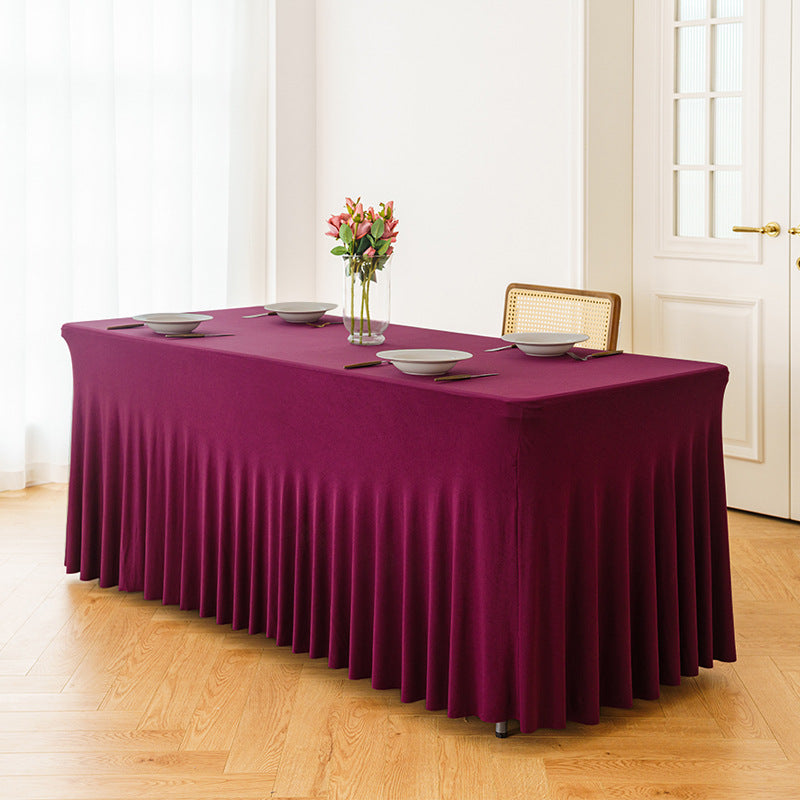 Elastic Table Cover Wedding Banquet 6FT Sun Skirt Rectangular Hem Hotel Party