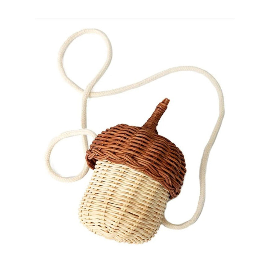 Acorn Handbag Handmade Rattan Mushroom Storage Box Children's Toy Basket Woven Storage Basket Photography Props