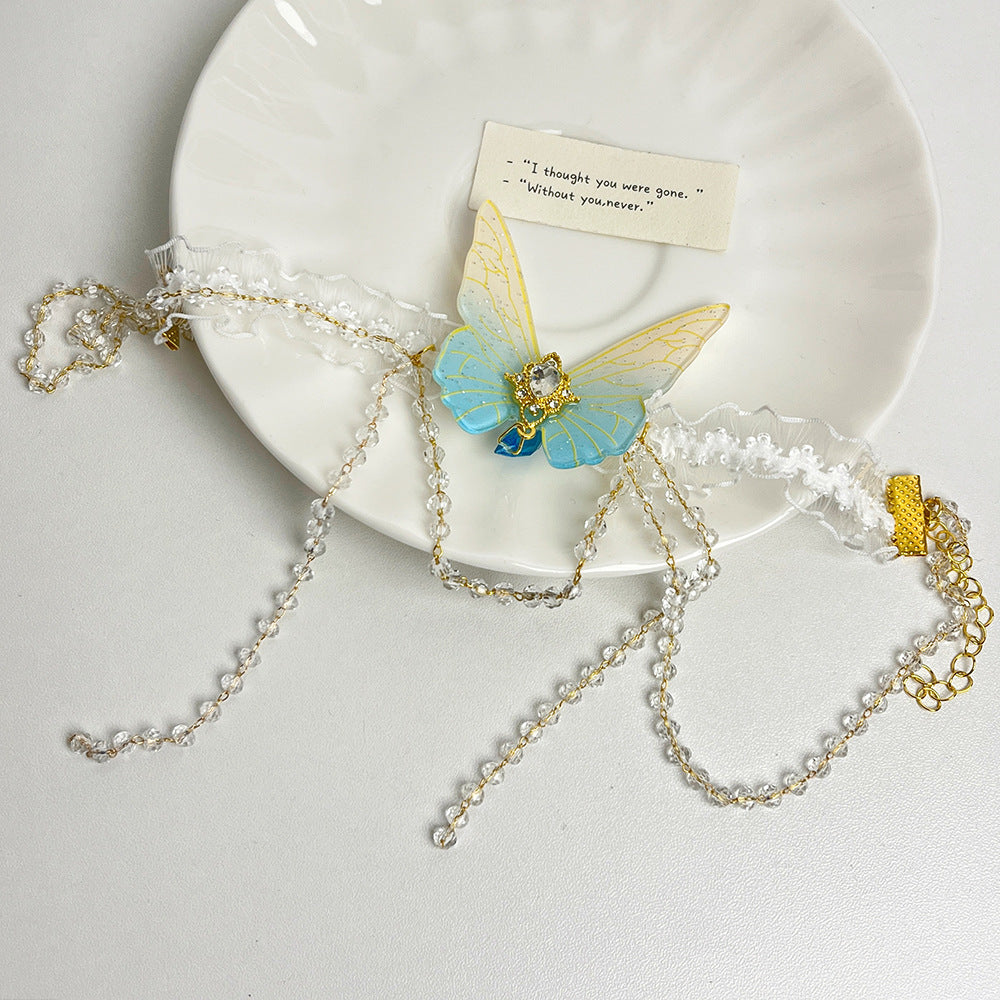 Pure Desire Lace Butterfly Tassel Arm Ring Niche Design Ins Style Leg Chain Bracelet Exquisite Body Chain New Hand Jewelry