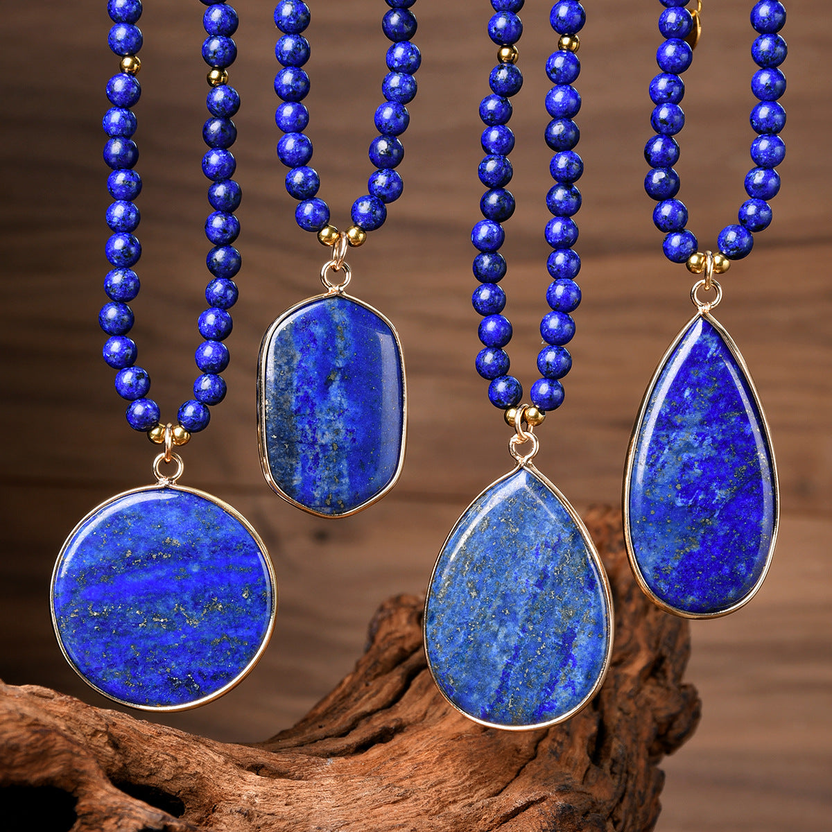 Lapis Lazuli Beaded Necklace for Women, Light Luxury High-End Water Drop Pendant Necklace Jewelry