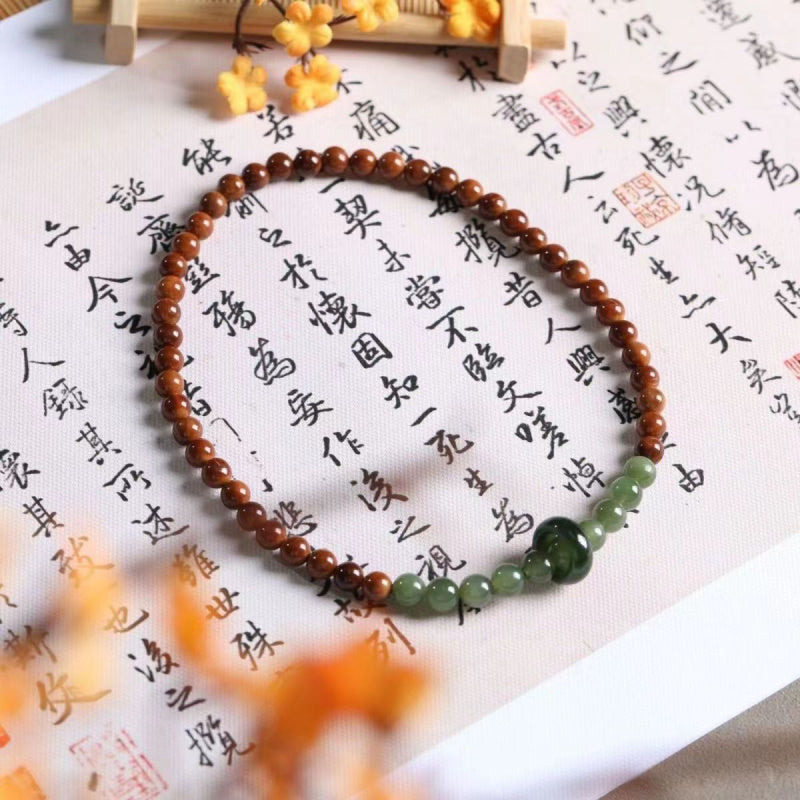 Natural Premium Cook Bodhi Temperament Bracelet Hetian Jade Running Ring Double Circle Artistic Handheld National Style Couple Bracelet