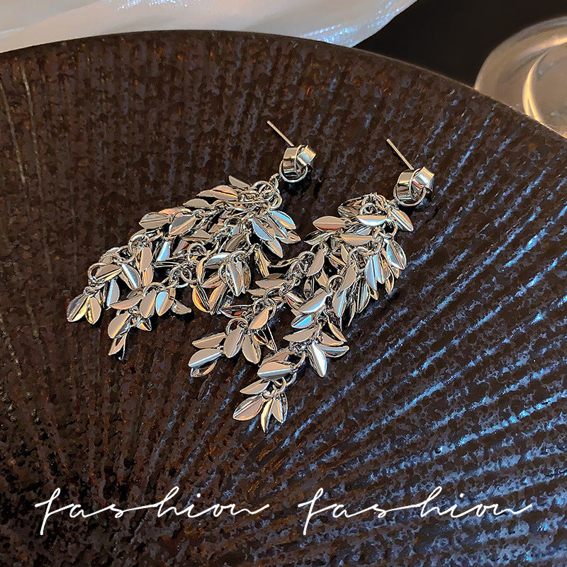 925 Silver Needle Hong Kong Style Retro Metal Earrings Women's High-Grade Geometric Simple Bracelet Ear Clip All-Match Exaggerated Commuter Earrings