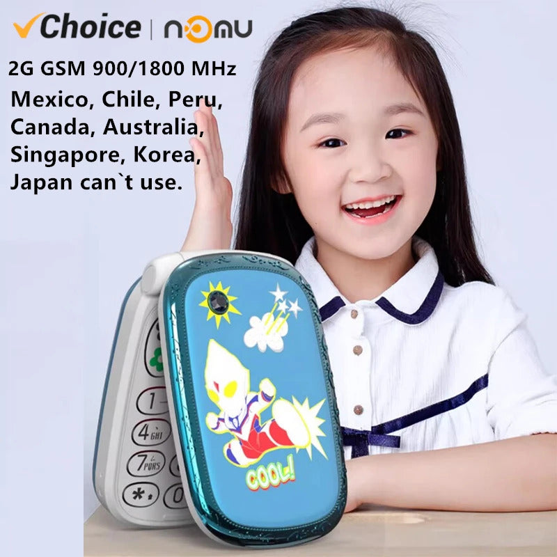 1.8 inch Screen Flip Mini Girl Cartoon Mobile Phone NO Camera Dual Card SIM LED Light Children Kids Cute Cover Style CellPhones