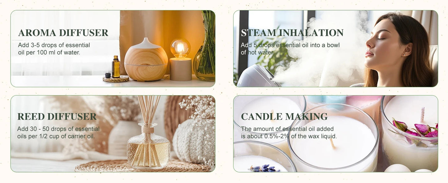 PHATOIL 30ml Aromatherapy Essential Oil Lavender Eucalyptus Vanilla Sweet Orange Aroma Oils For Diffuser Candle Making DIY Soap