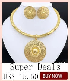 Luxury Jewelry Set For Women High Quality 18K Gold Plated Dubai Jewelry Necklace Earring Ring Bracelet Trending