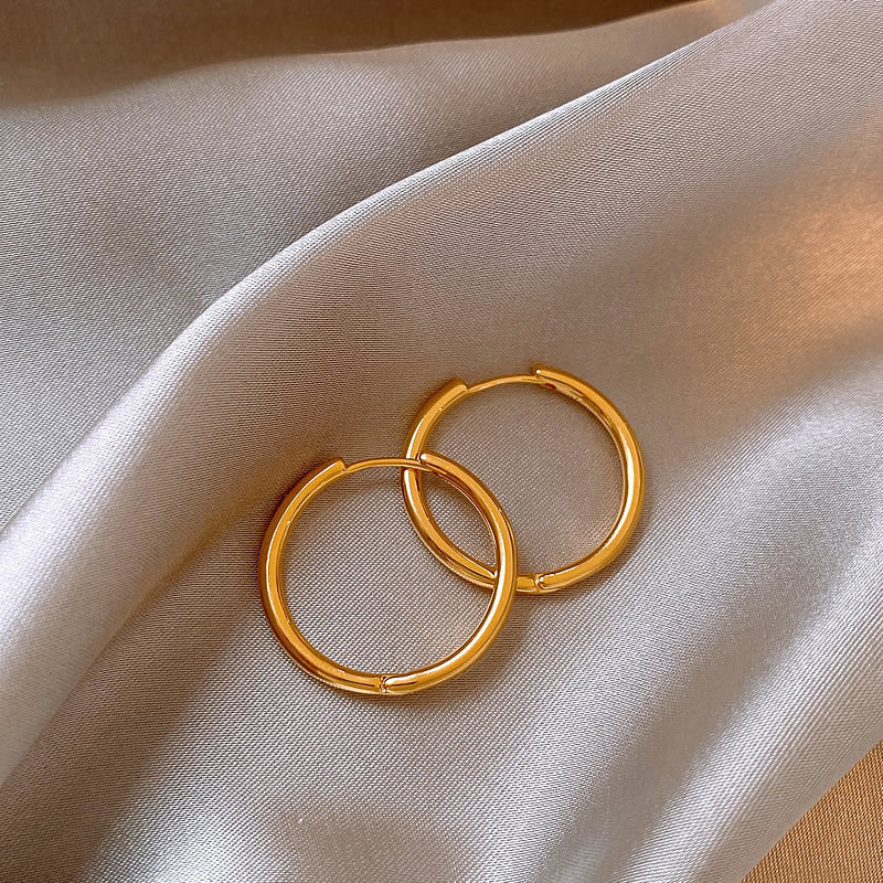 Simple Heart Circle Earrings Fashion Versatile Geometric Ear Clips Ear Studs Light Luxury High-end Feel Earrings for Women