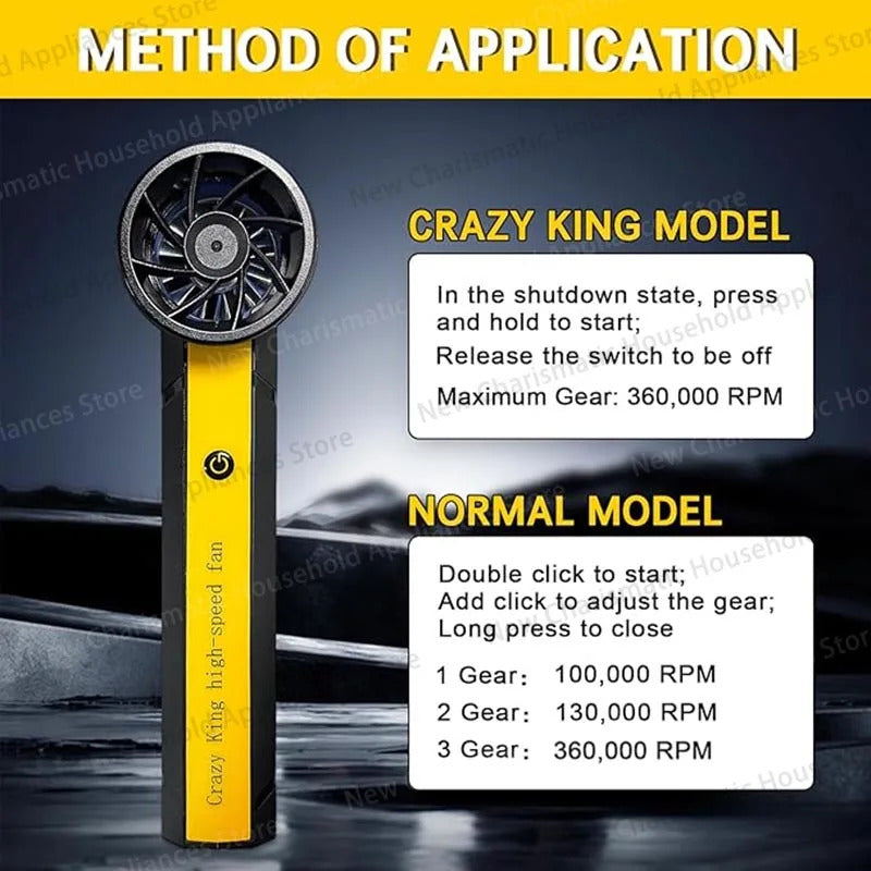 New 360000RPM Electric Air Blower Turbo Jet Fan Brushless Motor High-Speed Turbo Violent Fan USB Charge Powerful Dust Blower