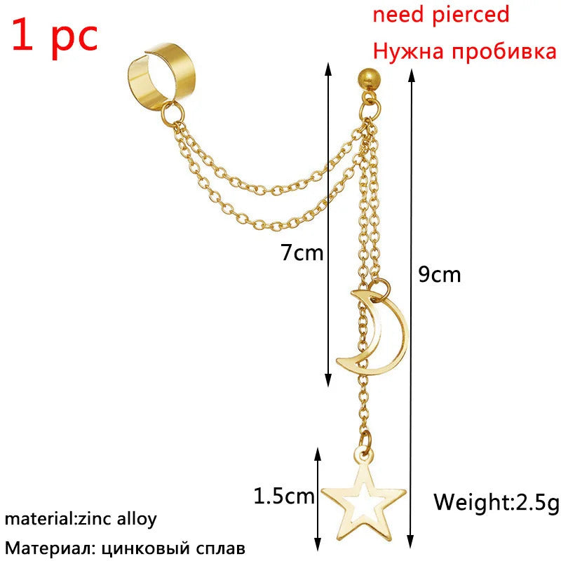 New Gold Color Metal Ear Cuff Non-Piercing Ear Clips Fake Cartilage Earrings Clip Earrings For Women Men Wholesale Ear Jewelry