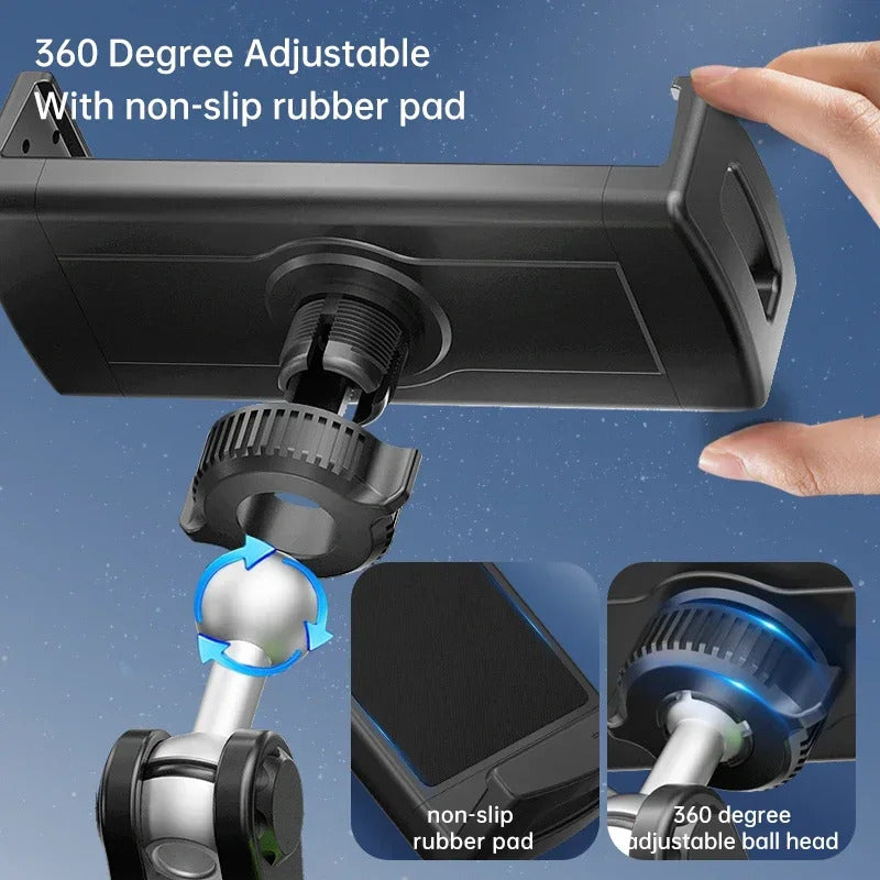 Aluminum Alloy Car Tablet Holder, 360° Rotatable Adjustable Stand with Strong Suction Cup Mount for 4-12.9" Tablets/Phones