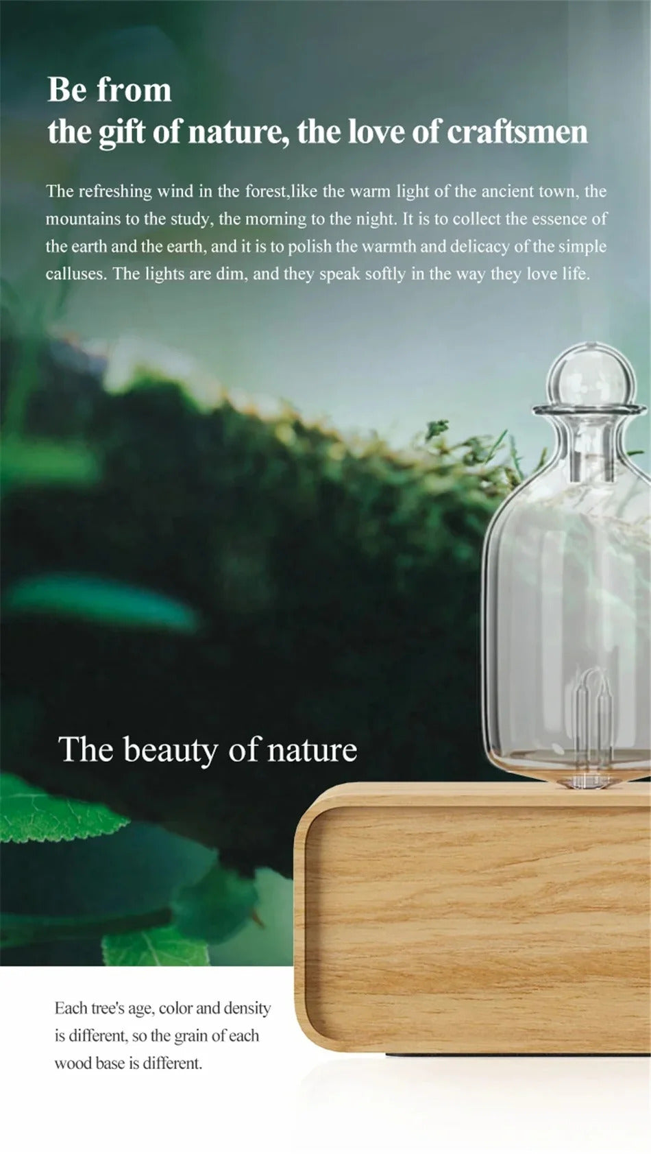 New Essential Oil Diffuser Waterless Operated Aromatherapy Diffuser for Home Office Wood and Glass Aroma Diffuser Scent Machine