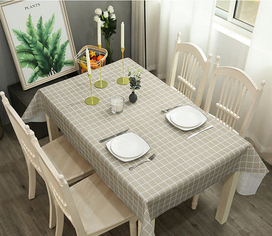 Nordic Style Warm High Temperature Resistant Tablecloth Ins Tablecloth Waterproof Oil-Proof Disposable High-Grade PVC Plaid Dining Table Cloth Liner