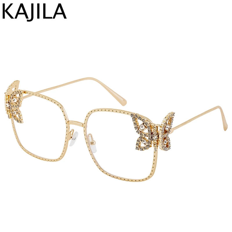 Oversized Square Sunglasses Women Rhinestone Butterfly Frame Sun Glasses 2025 Luxury Brand UV400 Protection Eyewear For Ladies