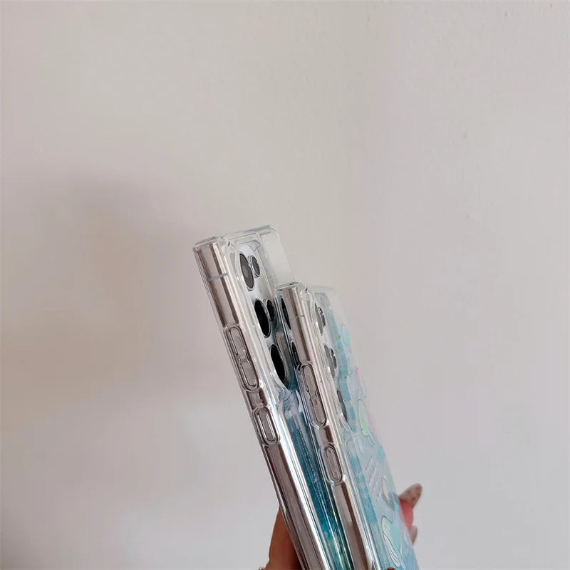 Glow In The Dark Dolphin Patterned Glitter Bling Soft Case For Samsung S24 Ultra S23 Plus S21 FE Note 20 Cover Luminous Funda