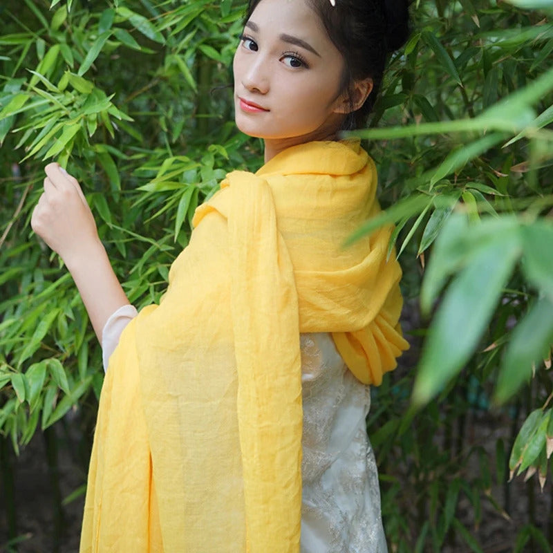 Cotton Linen Scarf Candy Color Anti-sand Neckerchief Women Thin Tippet Long Scarf Soft Scarves Shawls 180x45cm Shawl Headwrap