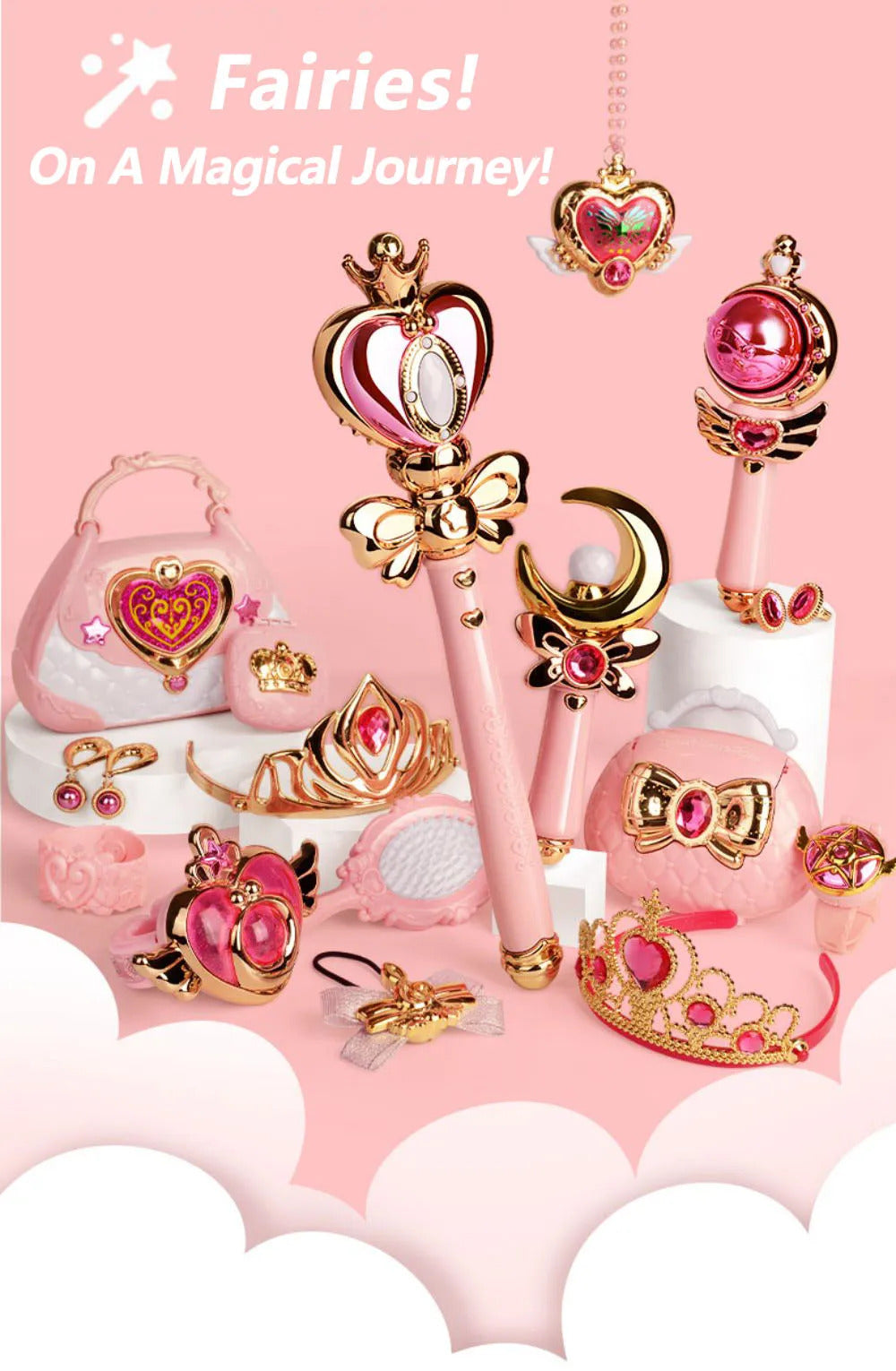 Flower Fairy Glowing Sound Effects Stars Magic Wand Children Magic Fairy Princess Costume Props Dollhouse Party Favor For Girls