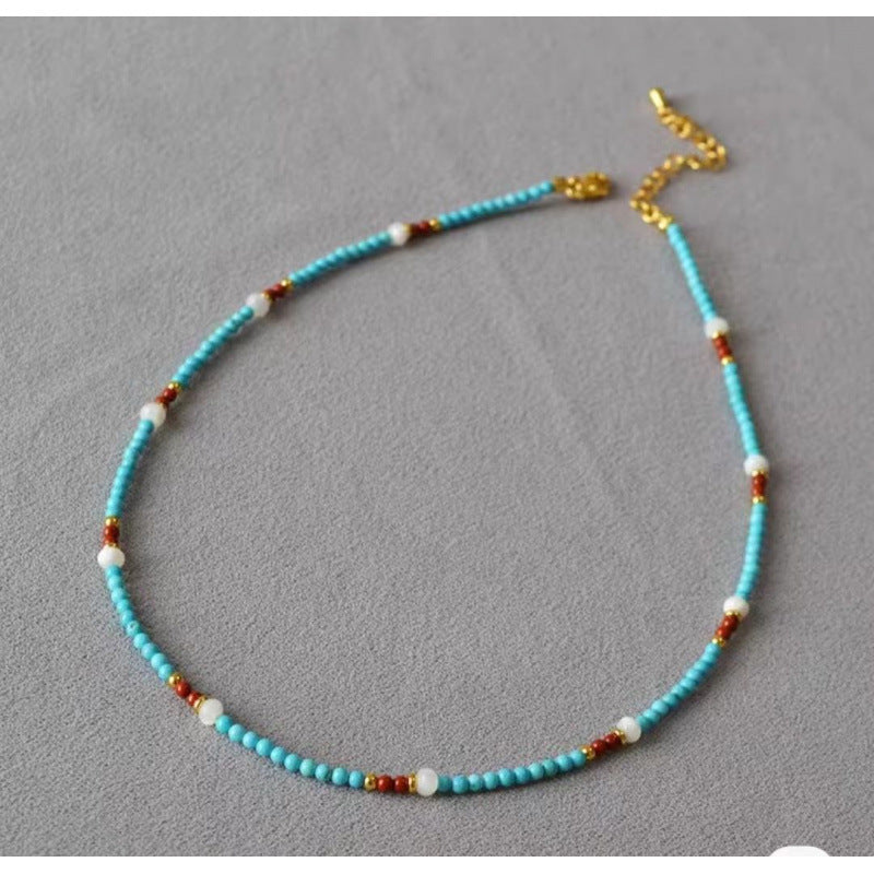 Turquoise Baroque Freshwater Pearl Bracelet Stacked Elegant Women's Bracelet