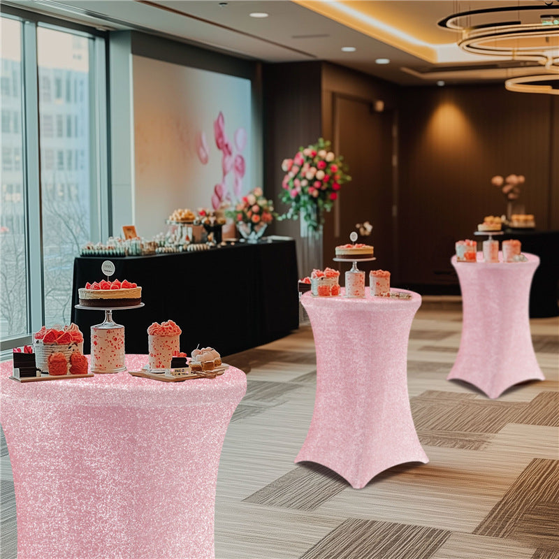 Cocktail Tablecloth Glitter Bar Set New Cocktail Table Cover High-end Feel Cross-border Wholesale Stretchy High Bar Tablecloth