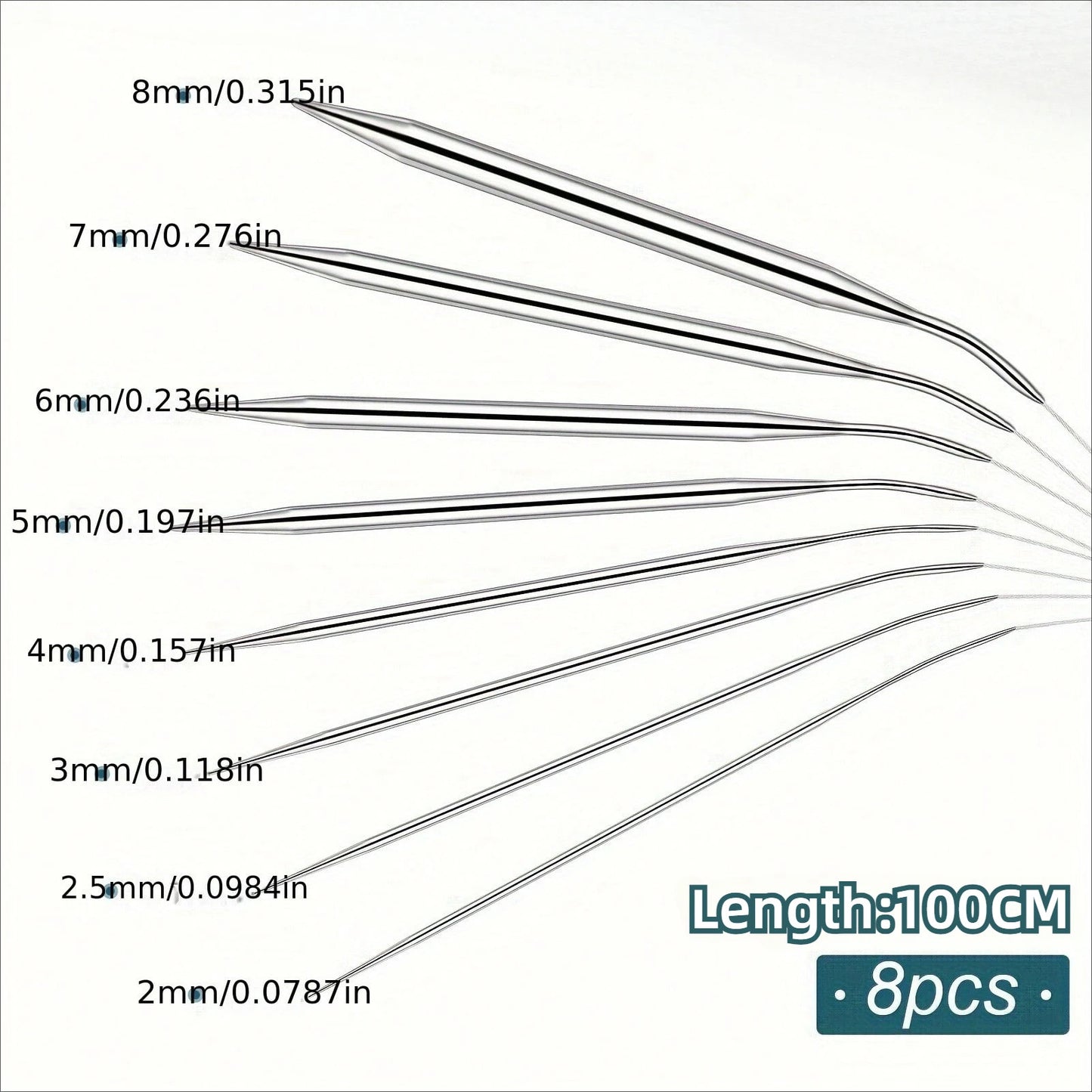 Professional 8pcs Stainless Steel Knitting Needles Set - Versatile, Smooth, Comfort-Grip, Circular Weaving Essentials