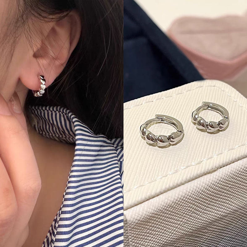 925 Silver Needle Love Butterfly Gravel Fashionable and Versatile Earrings Niche Unique Design Pearl Flower Earrings Earrings