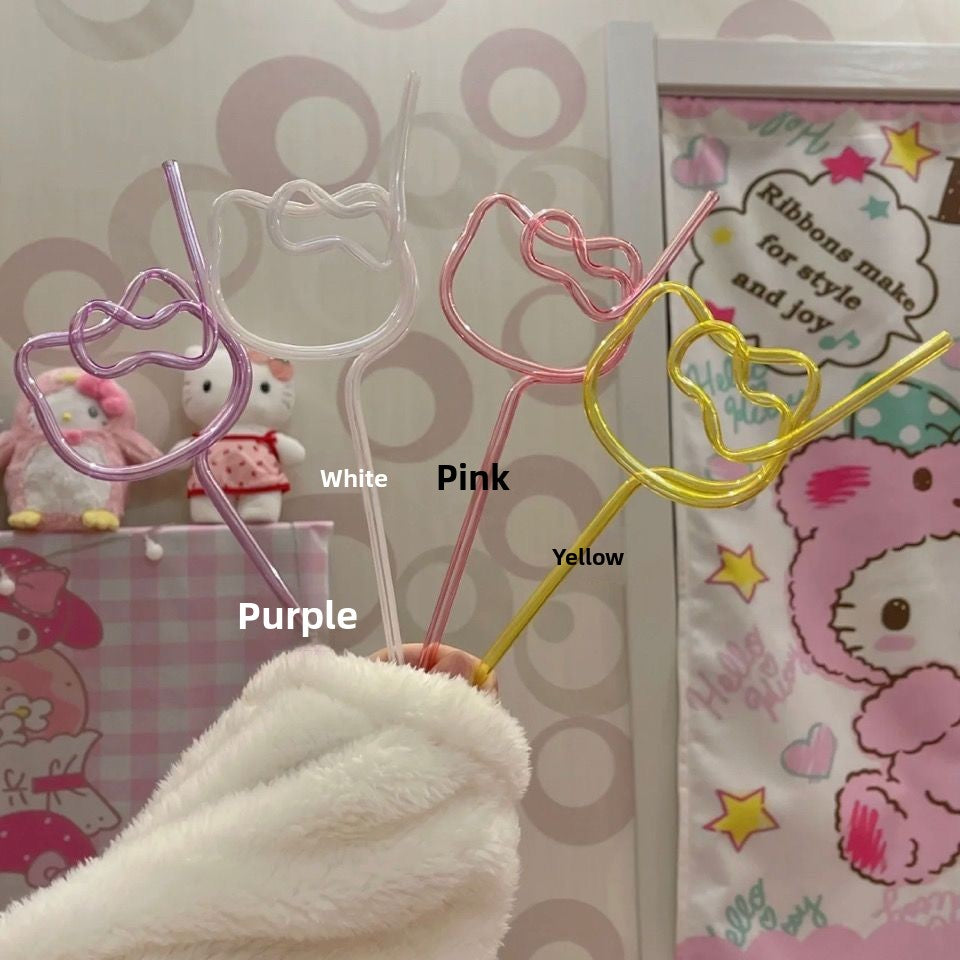 Kitty personalized straw ins color straw hose cute girls high value repeated use