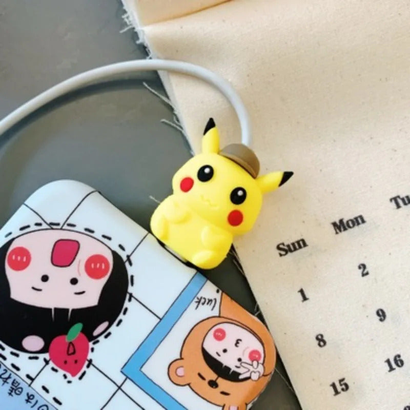Pokemon Pikachu Doll Data Cable Protective Cover Kawaii Anime Pikachu Protective Cover Mobile Phone Accessories Anti-breakage
