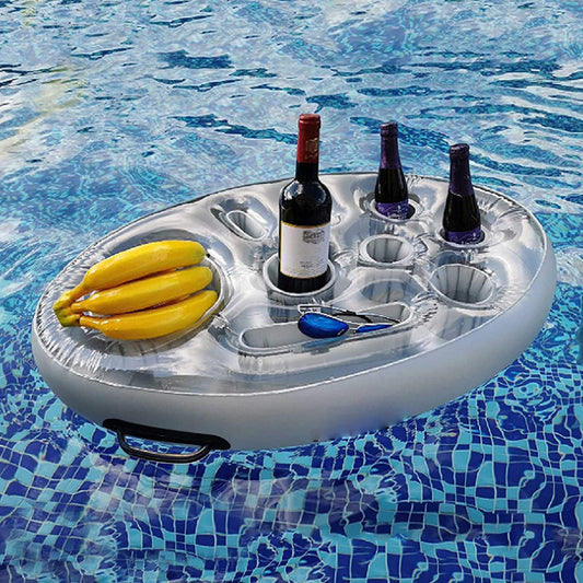 New Inflatable PVC Water Ice Bar Self-Service Ice Plate Party Floating Portable Drink Holder Porous Coaster Tray