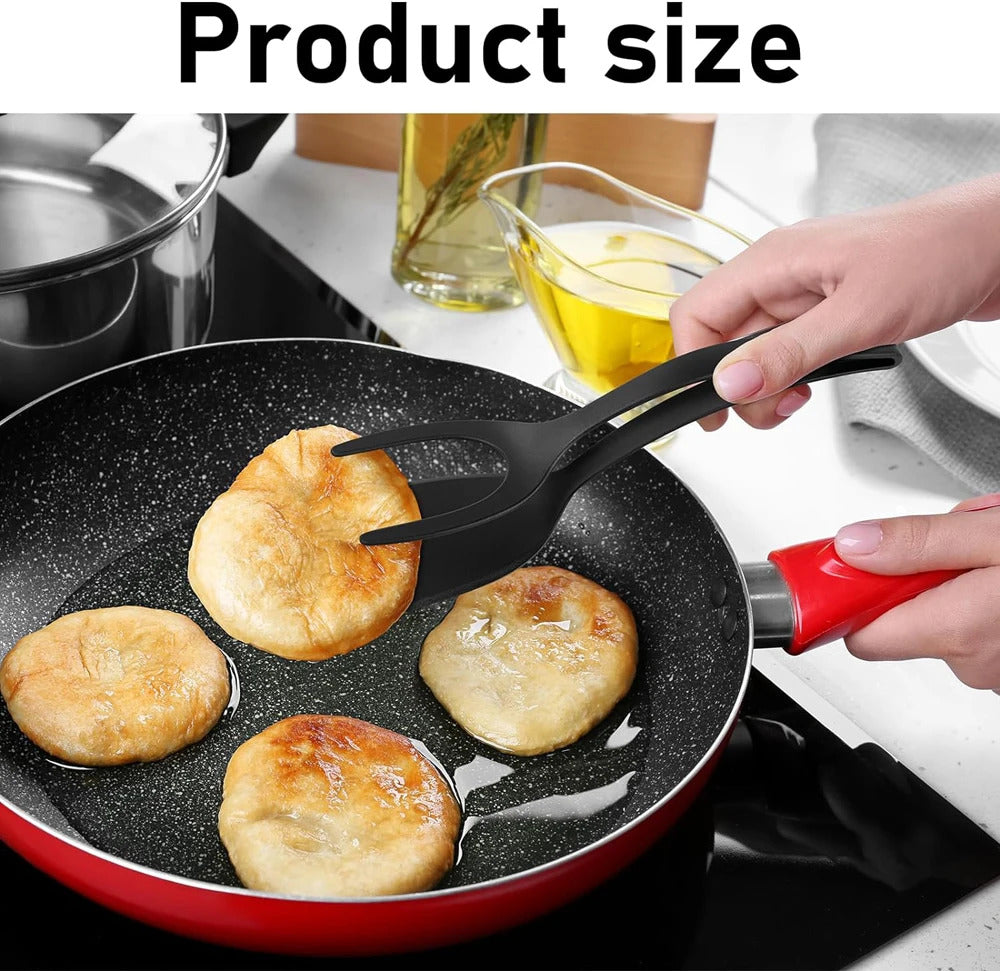 2 in 1 Grip Flip Spatula Clamp Egg Pancake Fish French Toast Omelette Making Non Stick Home Kitchen Cooking Turner Tool